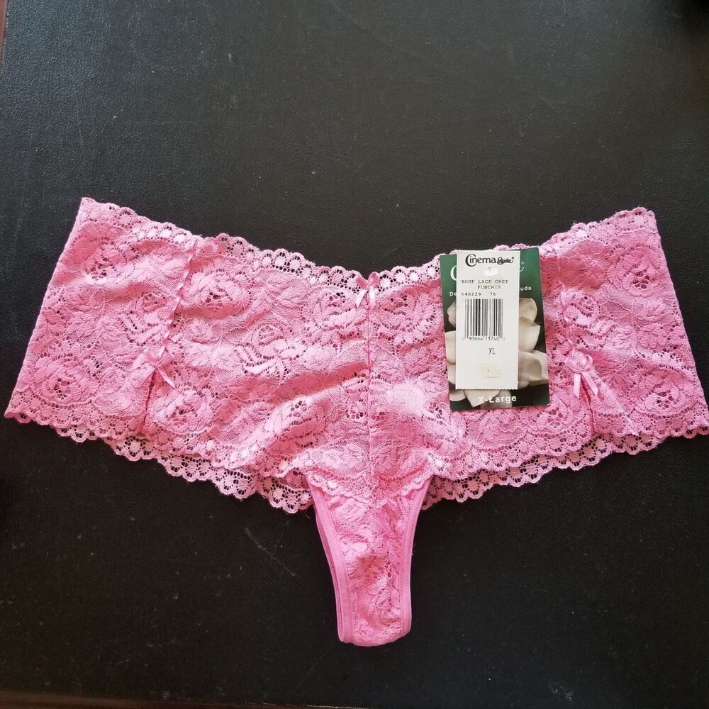 Cinema Etoile Panties Women's Pink Lace Cheeky Panty Size XL NEW
